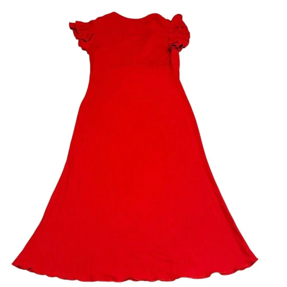 Vintage MODA Women's Red‎ Midi Dress Short Sleeve Size 8